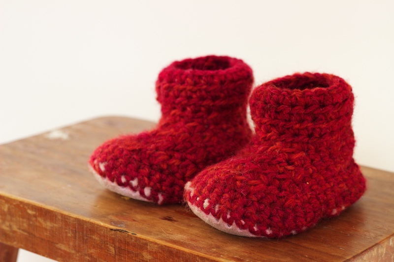 Crochet Slipper Boot with Sheepskin Sole | HOMEGROWN KITHCEN