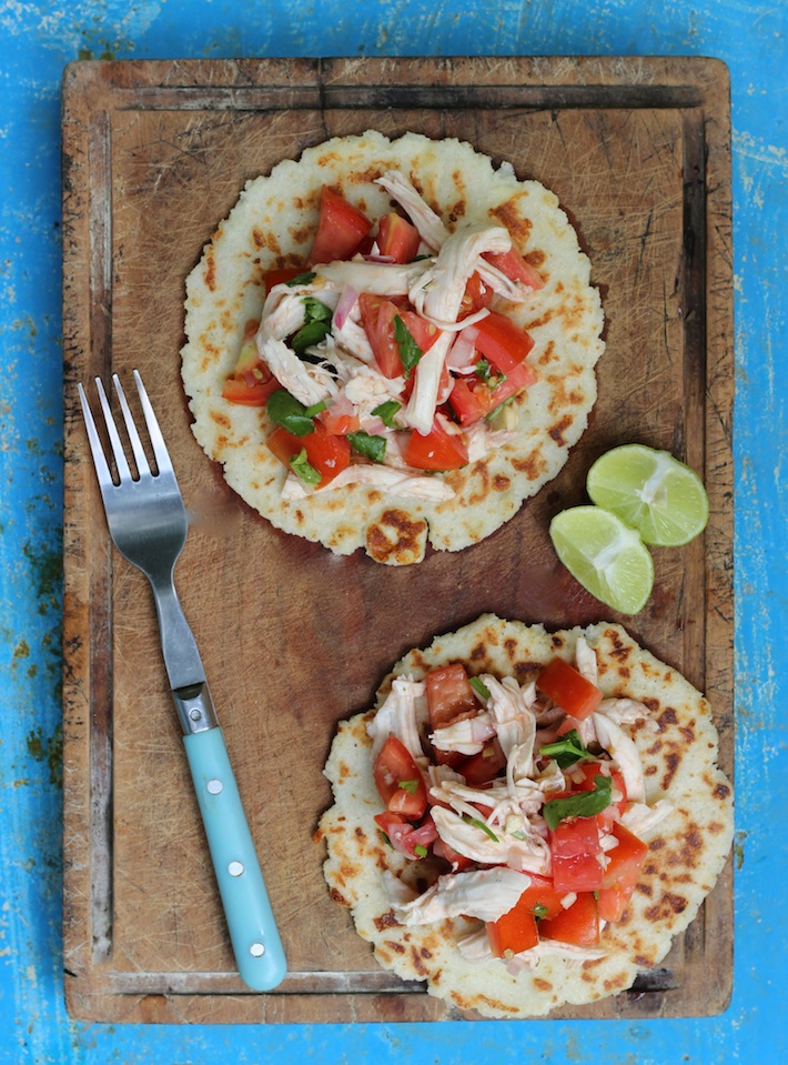 Chicken Salsa Salad with Corn Arepas / Homegrown Kitchen