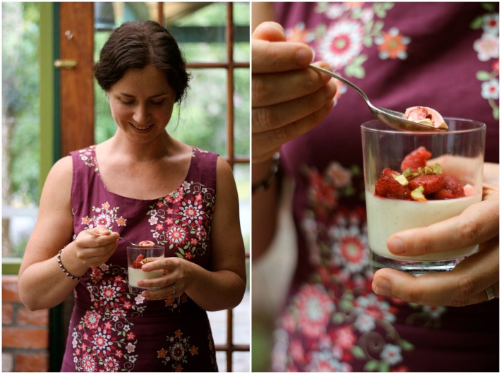 Yogurt & Honey Panna Cotta with Roasted Strawberries | HOMEGROWN KITCHEN