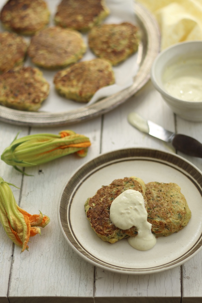 Zucchini {& zucchini blossom} Feta Fritters HOMEGROWN KITCHEN