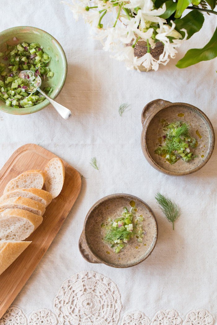 Wild Mushroom Soup + Fennel Salsa