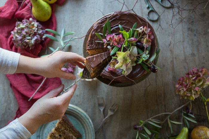 Celebration Layer Cake with Manuka Buttercream + Chocolate Drizzle | HOMEGROWN KITCHEN